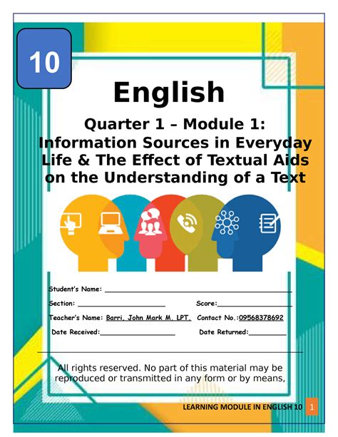 English 10 Quarter 1 – Module 1: Information Gathering for .